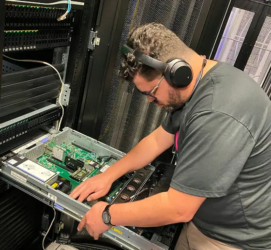 Optidata engineer maintaining a server